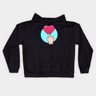 Hand touching love cartoon Kids Hoodie